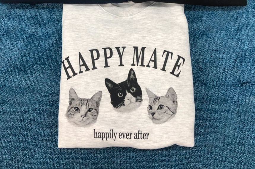 SeoulPop - Losse sweatshirt met kattenprint