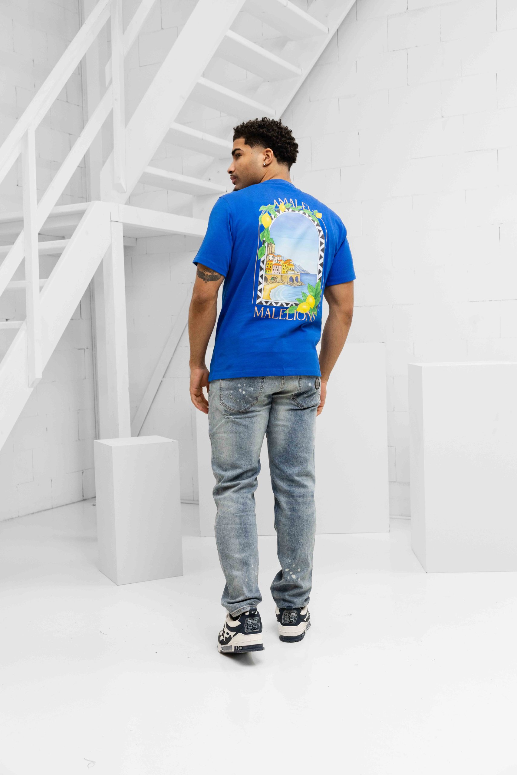 Malelions Amalfi Window T-Shirt Heren Blauw