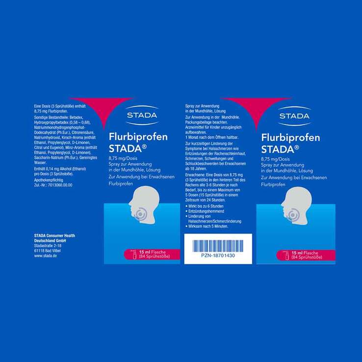 Flurbiprofen STADA 8,75 mg / Dosis Spray Anw.Mundhö., 15 ml