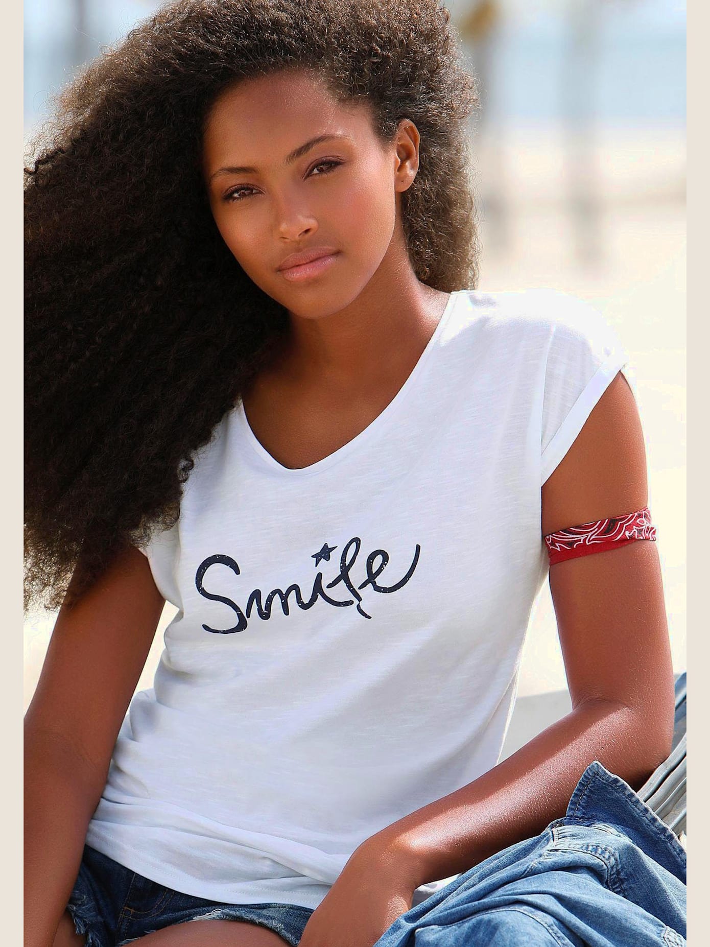 T-shirt beach time avec ourlet à revers aux manches