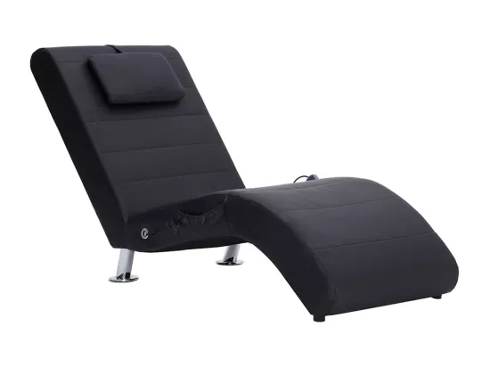 Prolenta Premium - Chaise longue de massage avec oreiller Noir Similicuir