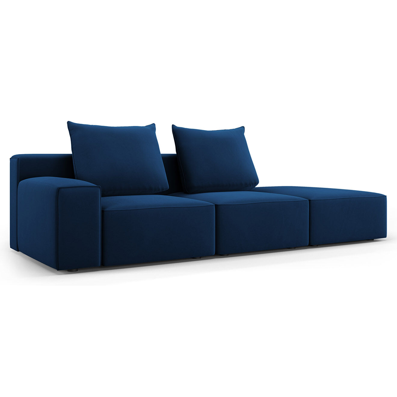 Mazzini Sofas Canapé Droit en Velours Ivy 4 Places bleu roi - 265x105x89 cm