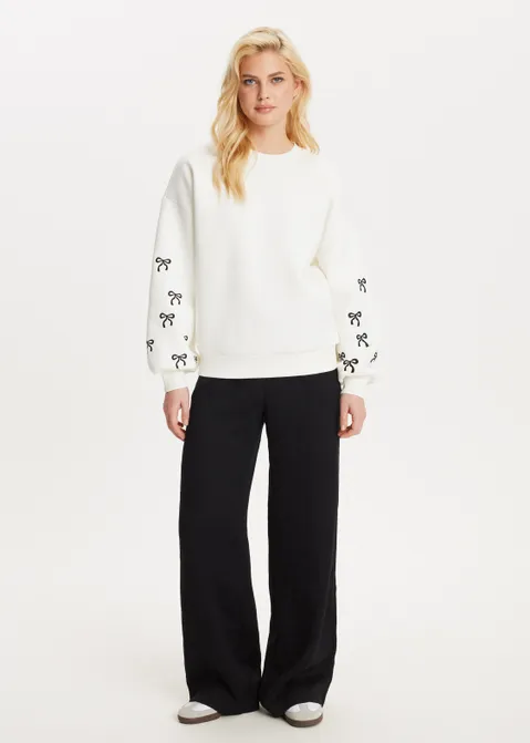 Sweater met print strikjes off-white (WIT.O)