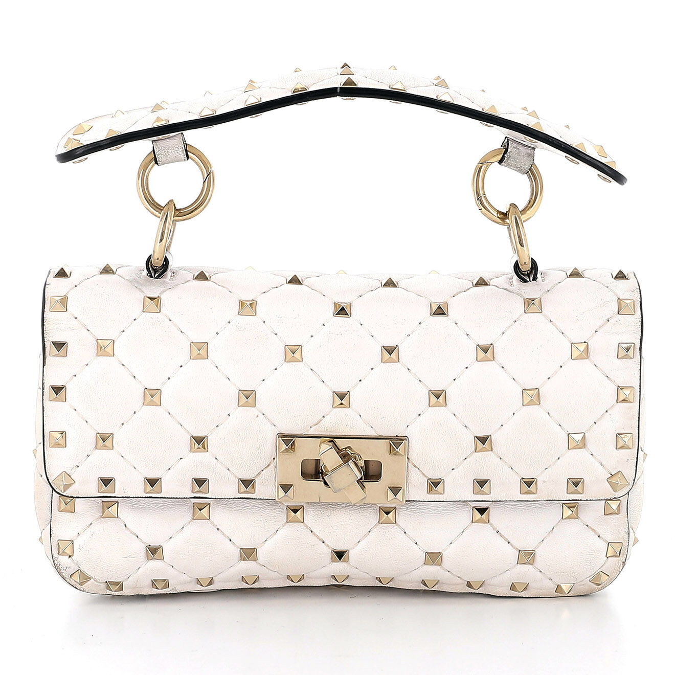 Valentino Sac bandoulière Rockstud Spike Petit en Cuir blanc Etat: Etat correct - Longueur 19 cm
