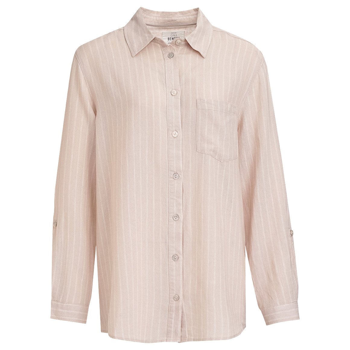 Gina Benotti Damen Leinen-Bluse mit Hemdkragen beige