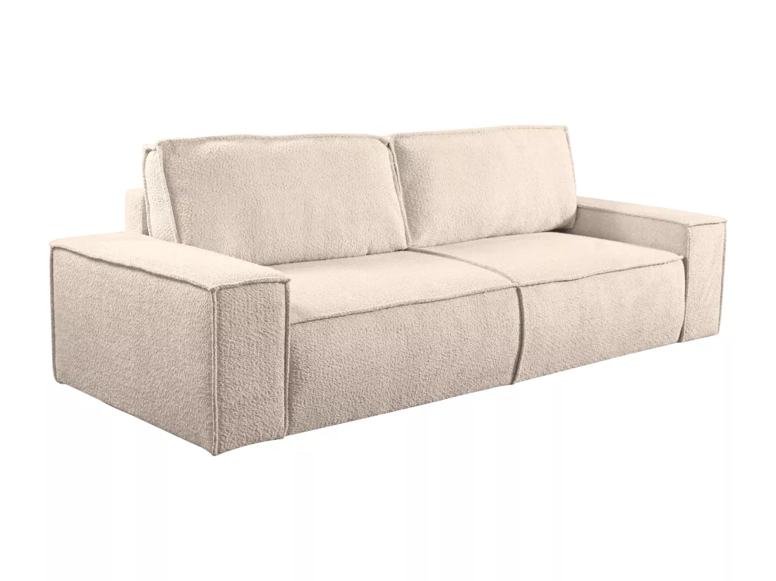 Canapé 4 places convertible en tissu bouclette beige AMELIA