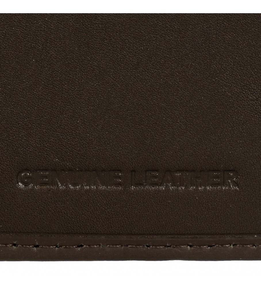 Carteira vertical Reebok Division com fecho de clique, marrom