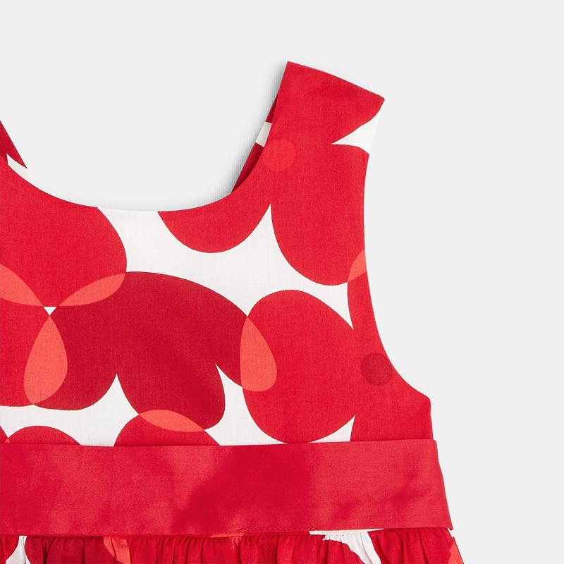 Robe à bretelles fleurs graphiques rouge bébé fille Rouge