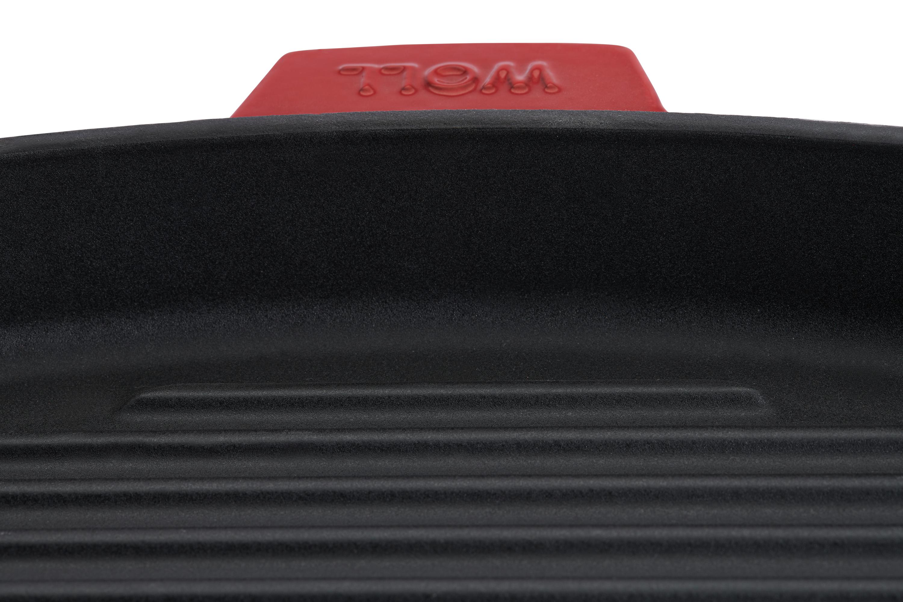 Iron Guss-Grillpfannen-Set mit Küchenzange, 24 x 24 cm - Farbe: Chili Red