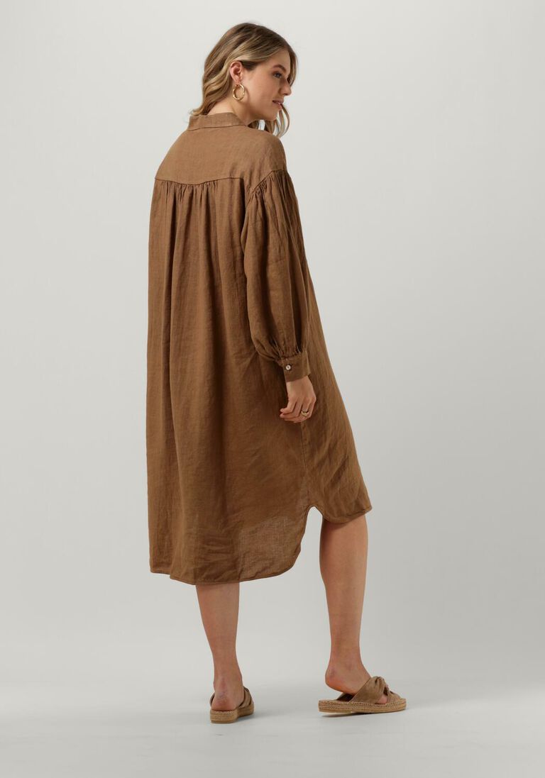 BY-BAR bruine by-bar midi jurk sarah linen long dress