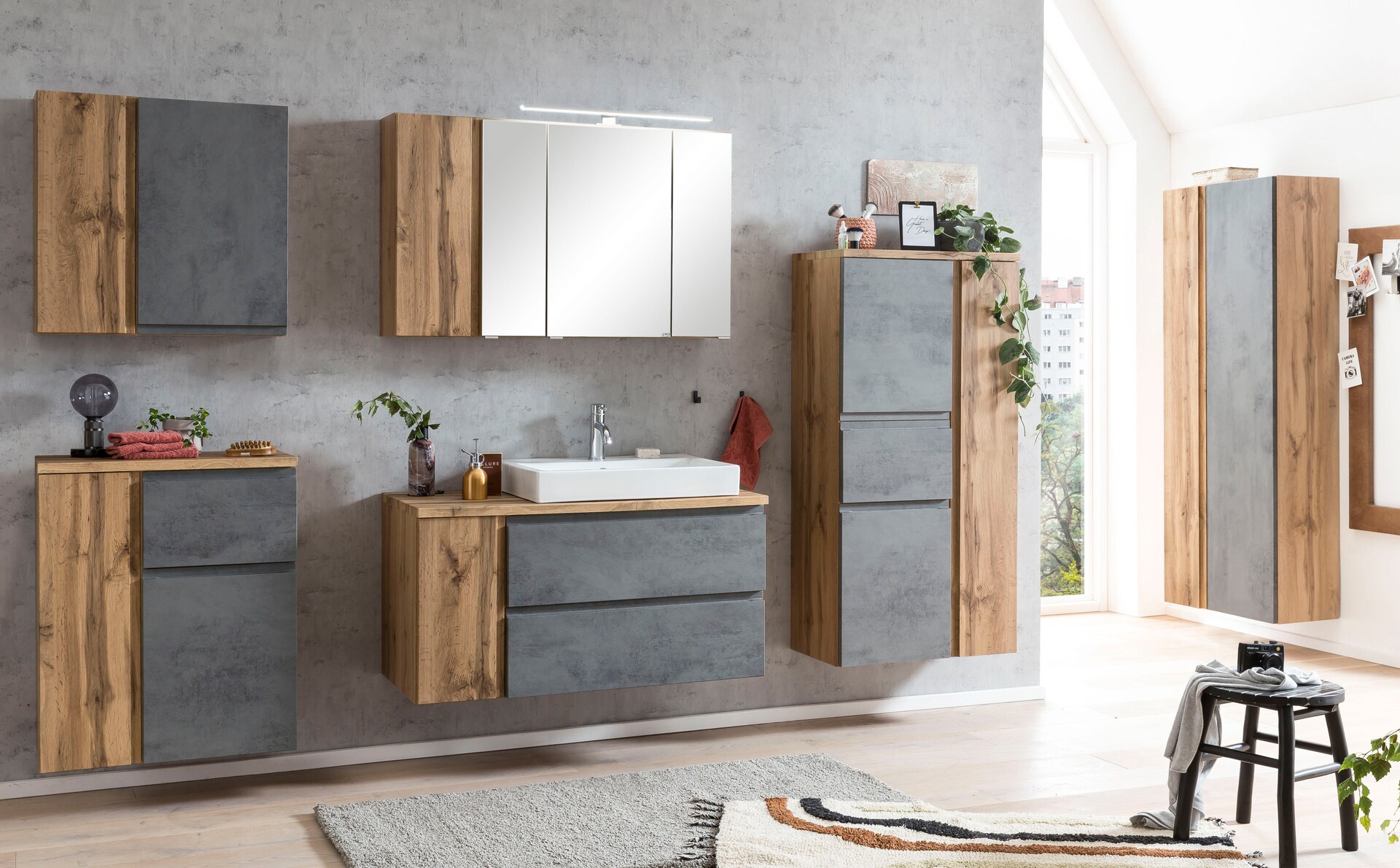 Spiegelschrank Gent braun 3-türig B/H/T 105x64x20 cm