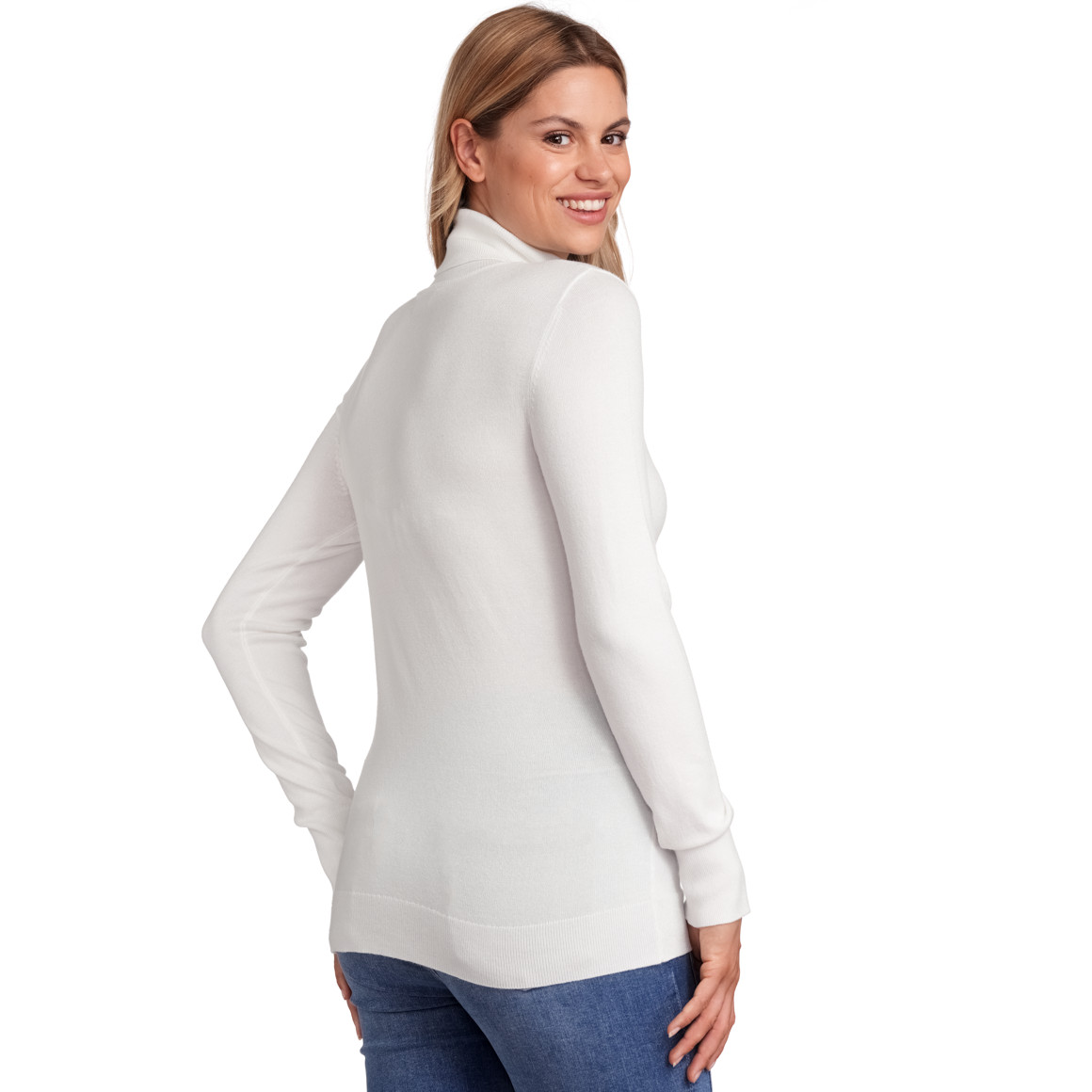 Gina Damen Rollkragenpullover unifarben weiss