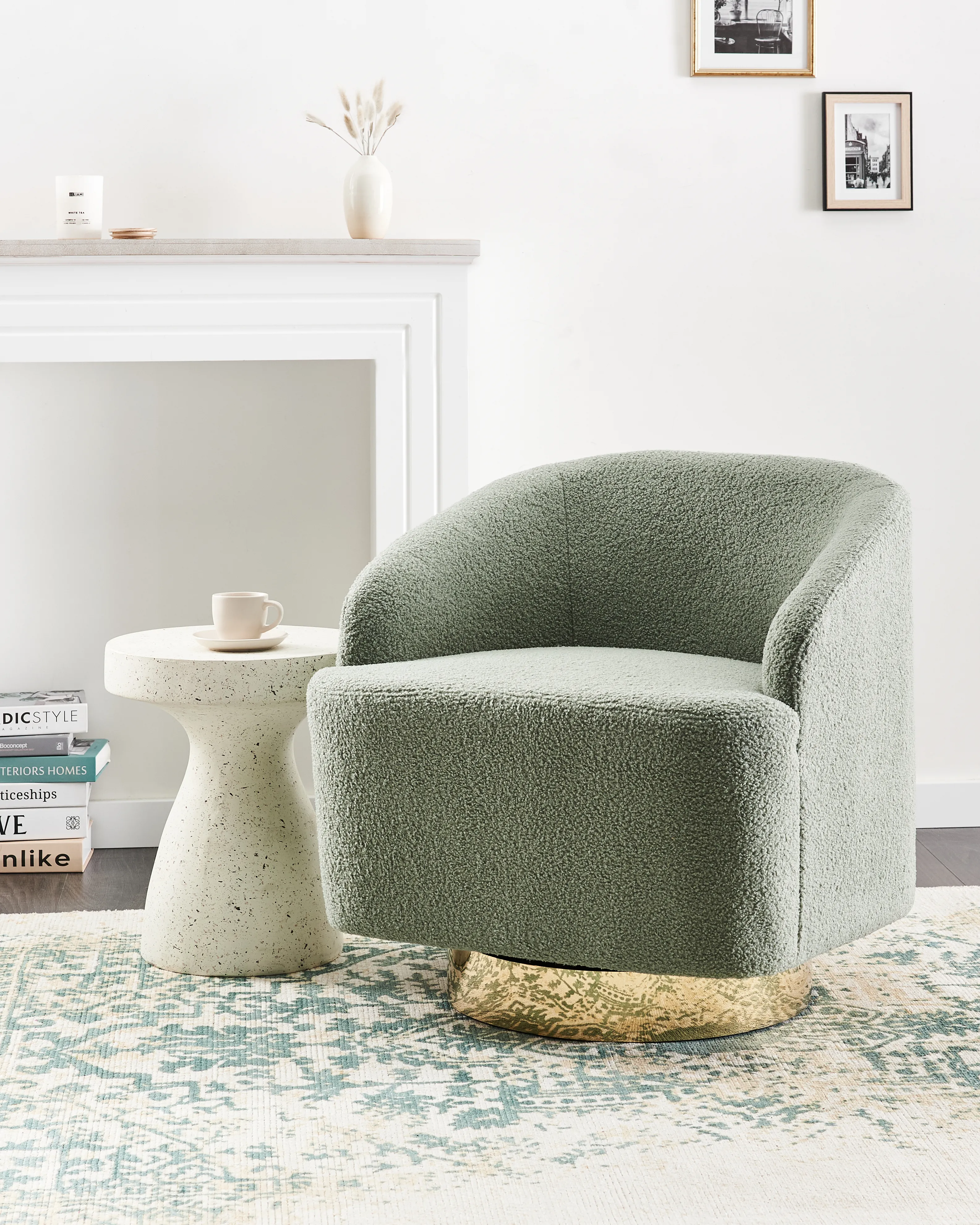 Fauteuil LAVIK Bouclé Lichtgroen