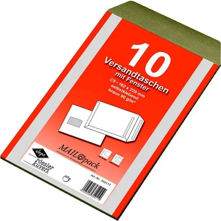 MAILmedia Versandtaschen mit Fenster, DIN C5, braun, 30 Stück