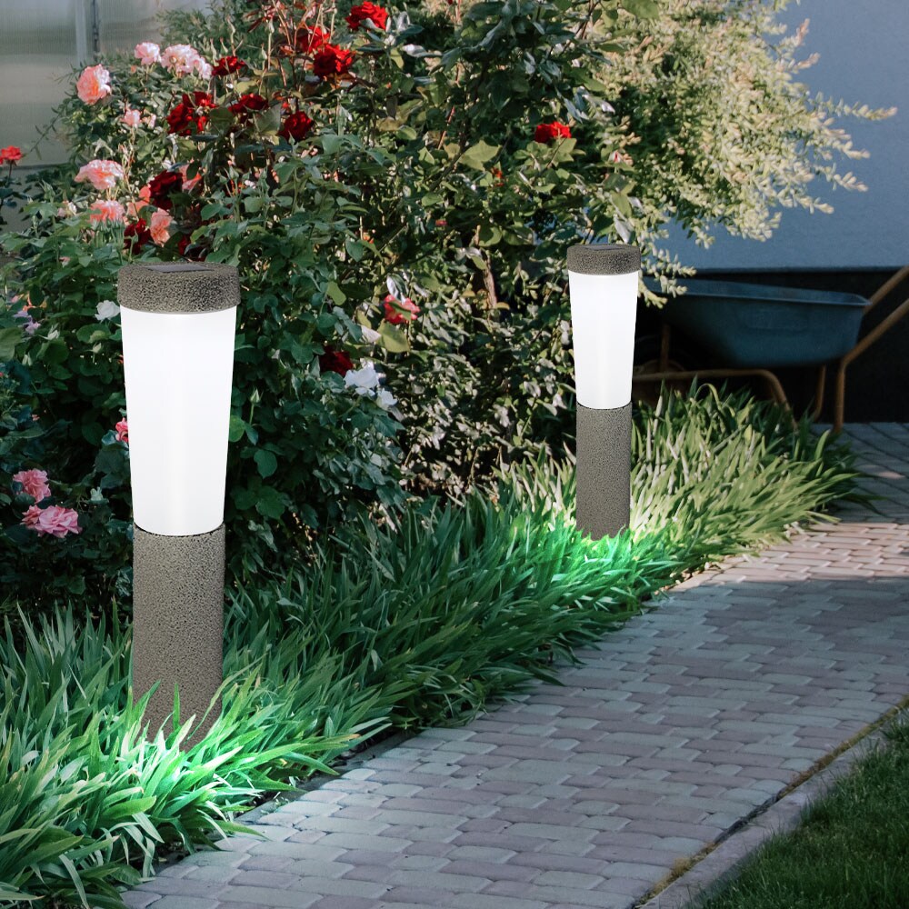 2er Set LED Solarleuchten, Steinoptik, Erdspieß, H 45,6 cm