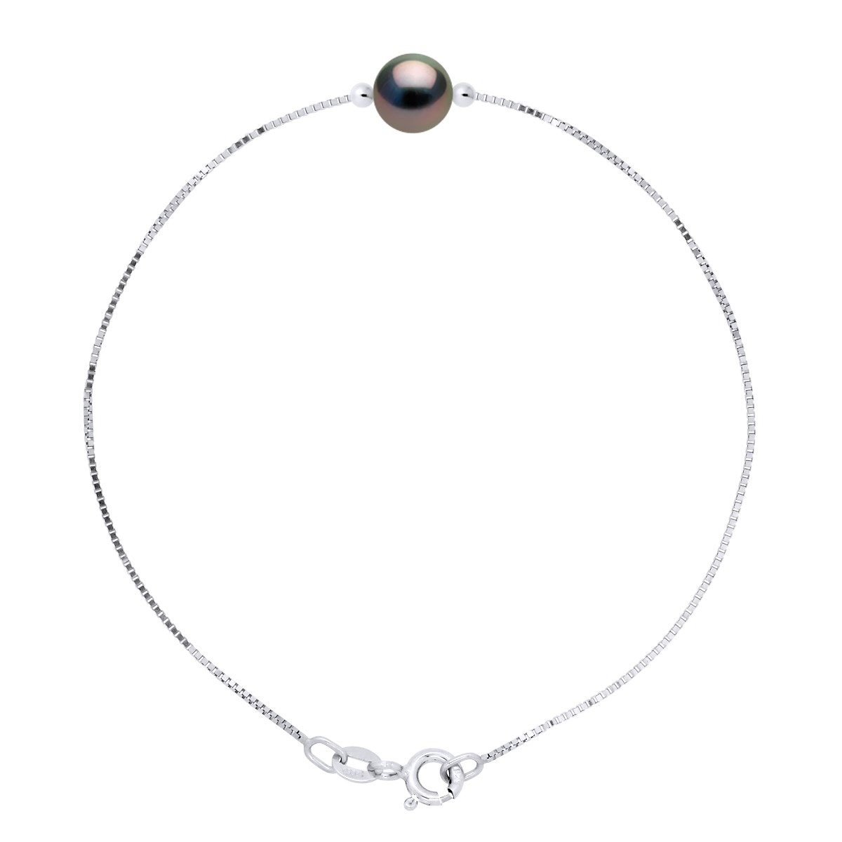 Bracelet Chaîne avec Perle de TAHITI Ronde 8-9 mm Argent 925