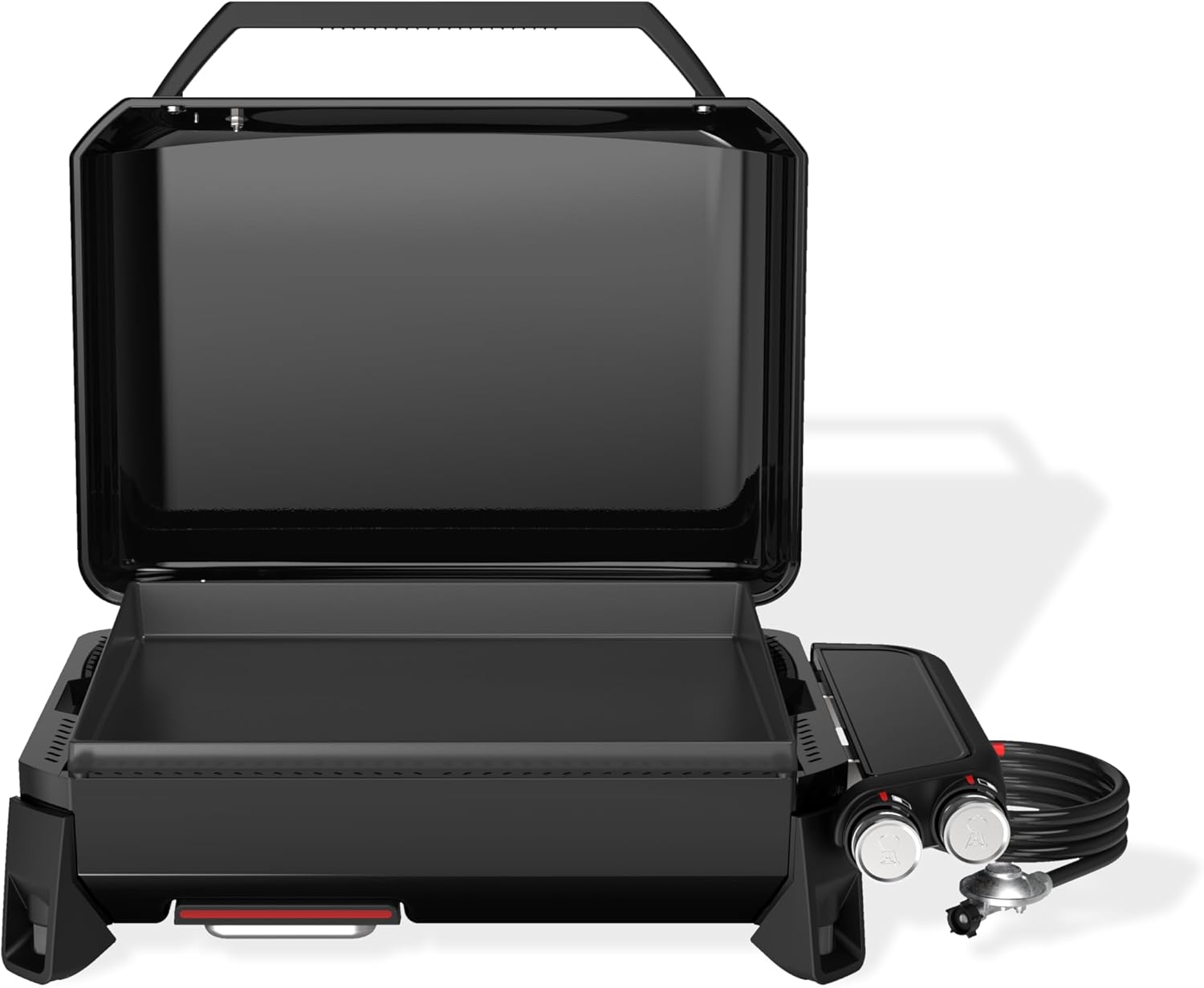 Weber Slate GP 56cm Premium Plancha Grill / 2 Brenner, Gleichmäßige Hitze bis zum Rand, Bis zu 260 °C, Porzellanemaillierte Antihaft-Grillfläche (56 x 41 cm), Höhenverstellbare Füße, Schwarz