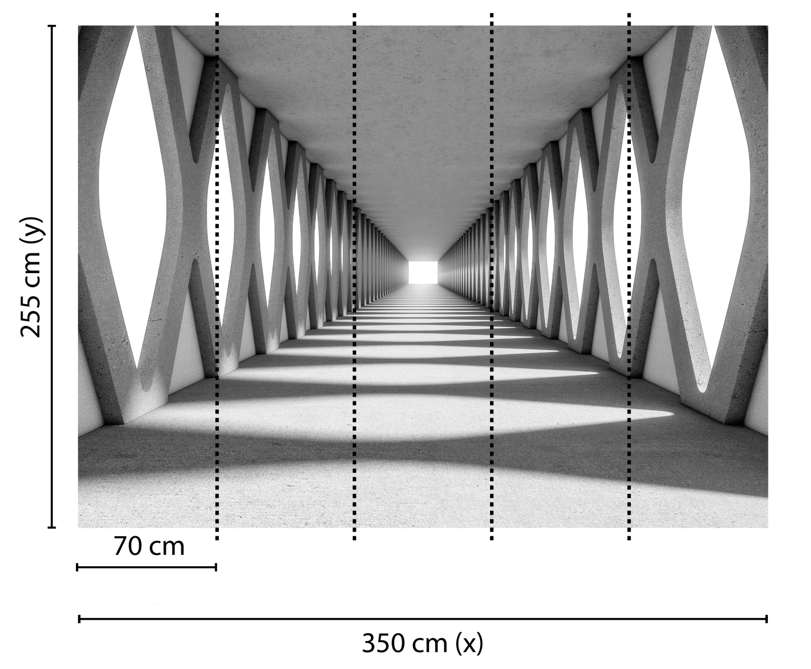 Fototapete DESIGNWALLS - 3D-Motiv - grau-weiß - 2,55 Meter