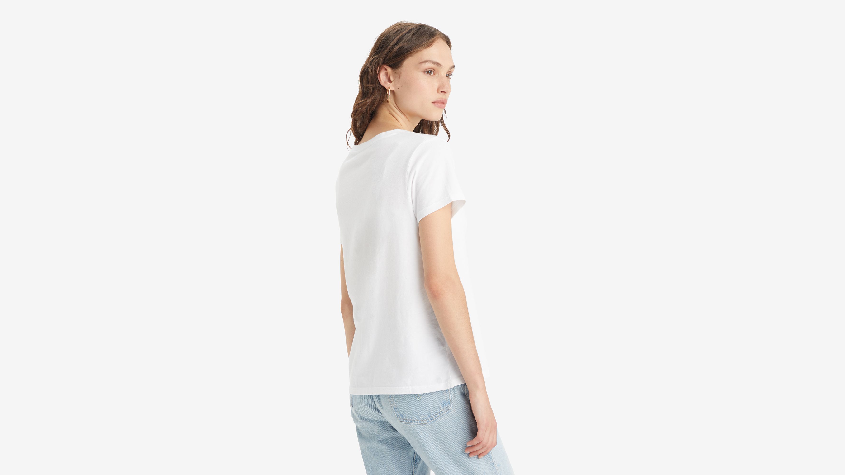 T-shirt col V - White - Blanc