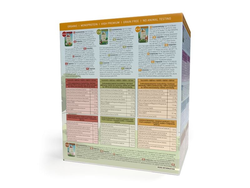 catz finefood Nassfutter Bio Collection, 6 x 85 g Ausgewogenes Alleinfuttermittel mit der Extraportion Öl