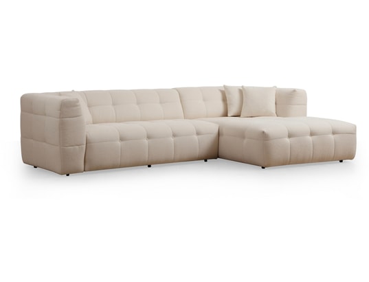 CONCEPT1 - Canapé tissu Cady 3 places angle droit beige 300 x 100 x h72