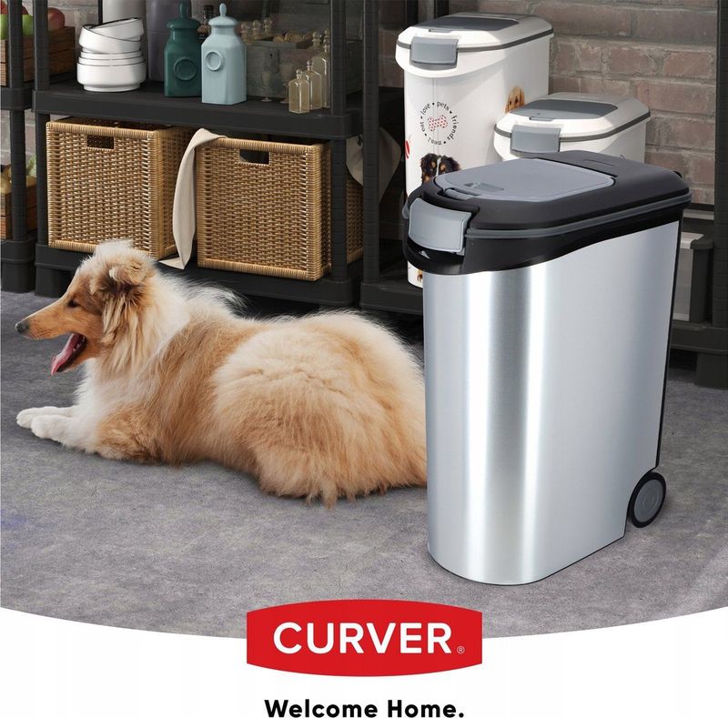 Curver Voedselcontainer Hond of Kat - 54L - 20KG - 49x28x60,5cm - Metallic