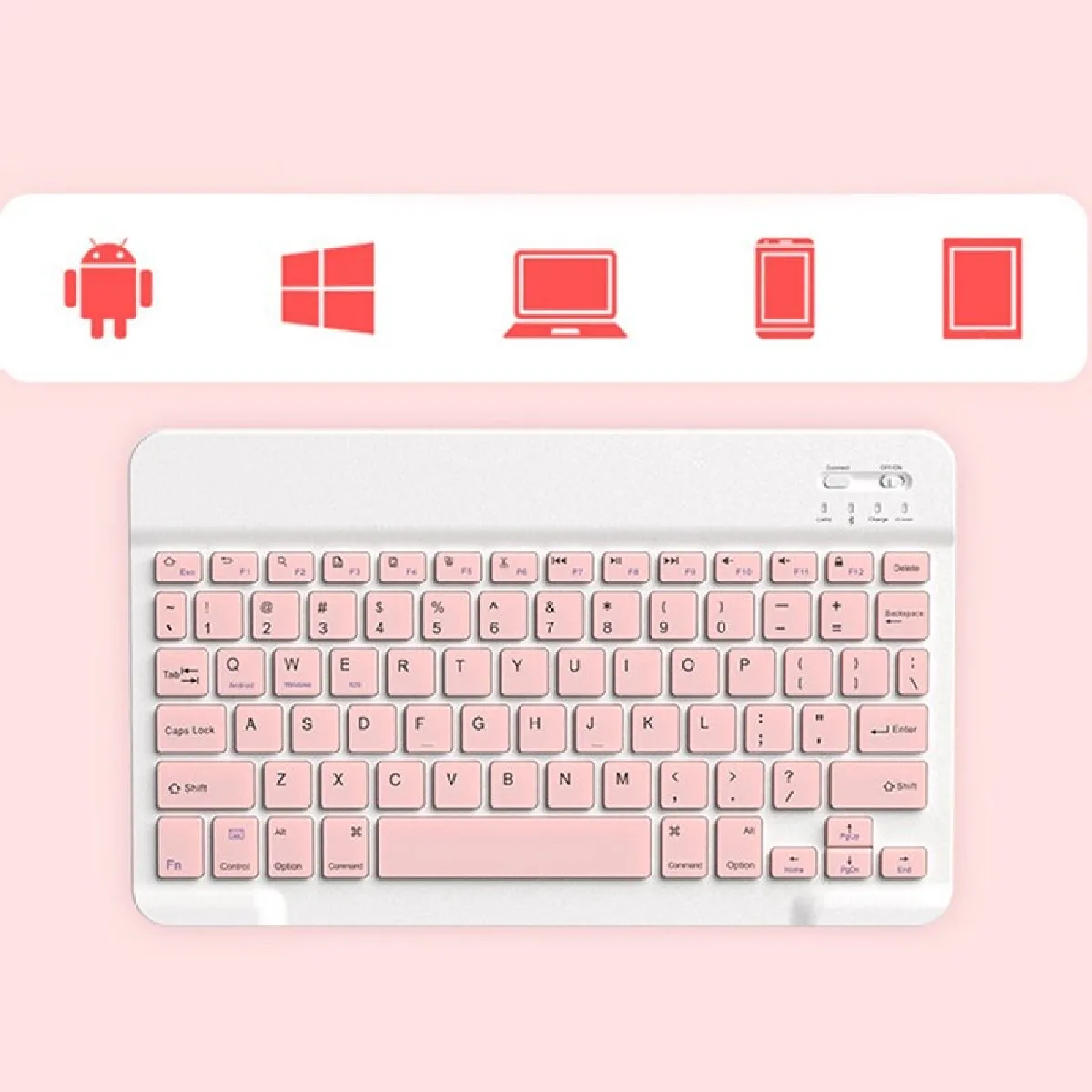 Universal Clavier Bluetooth 10 pouces pour iPad - Rose