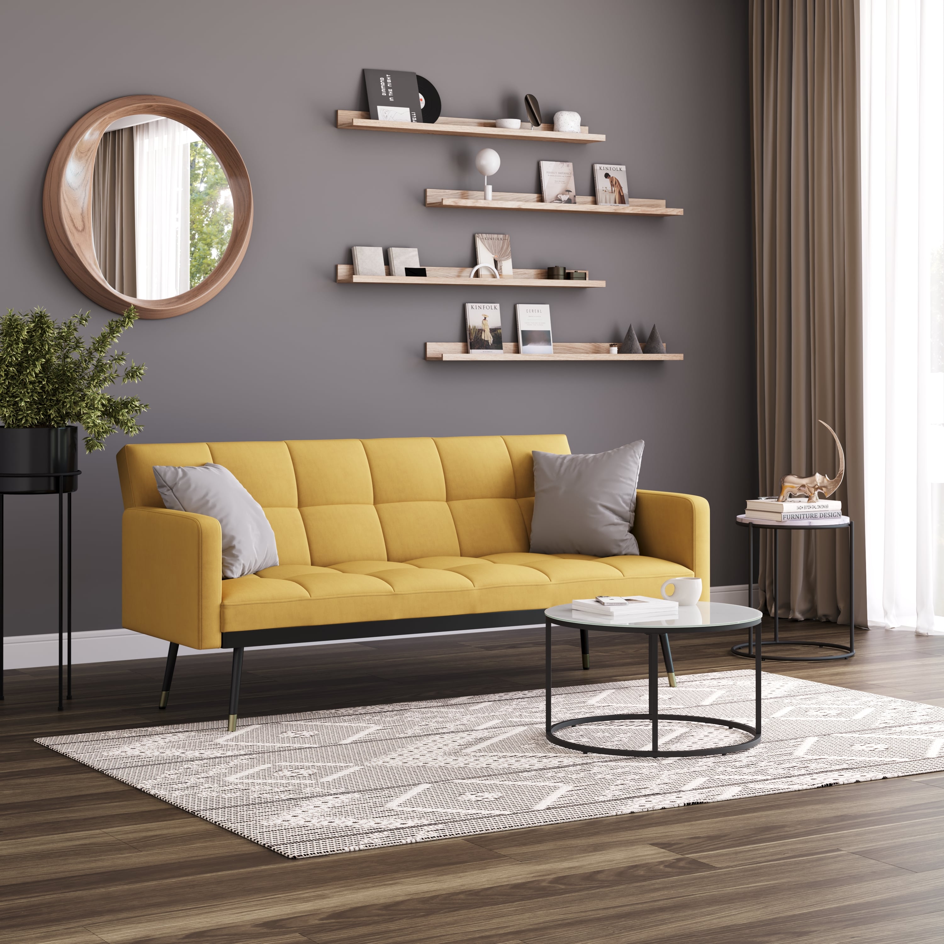 Schlafsofa Samt CALVIN gelb