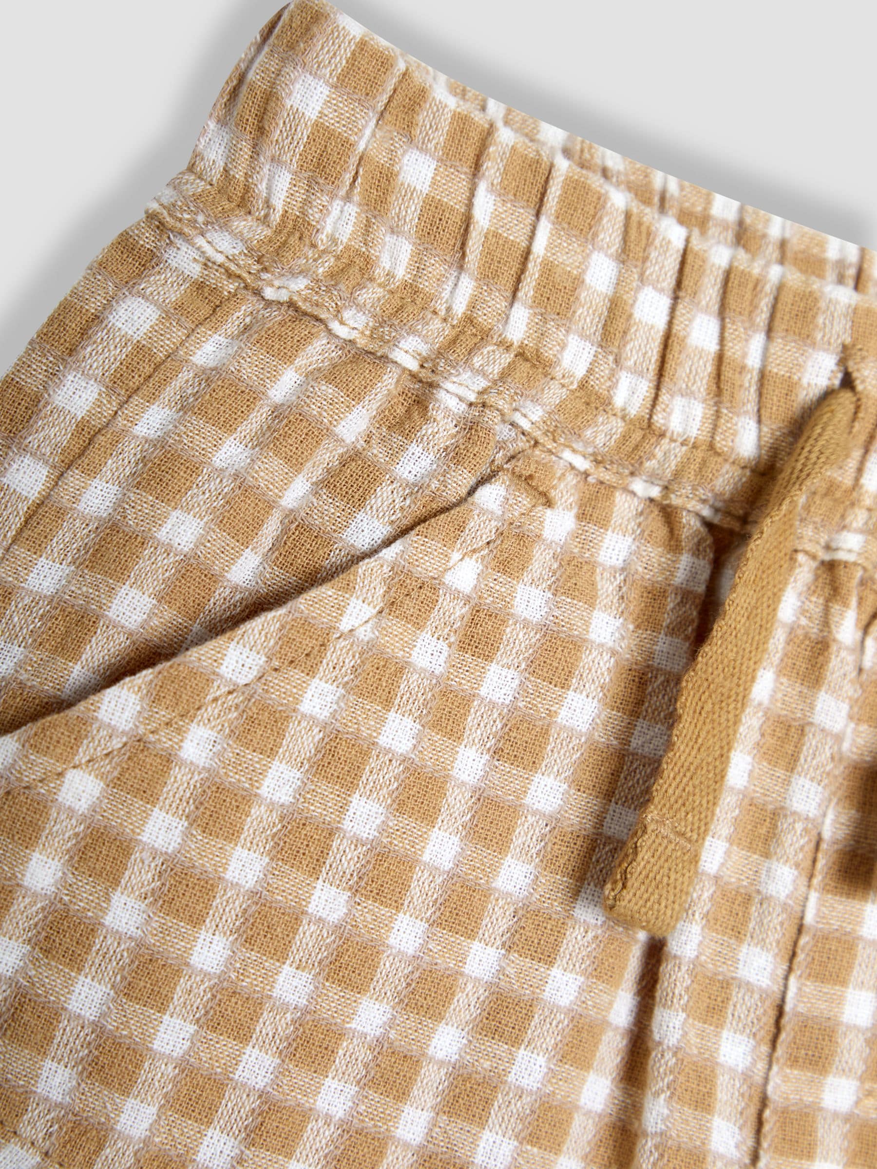Muted Brown Check - JoJo Maman Bébé 100% katoenen short met textuur en geruit patroon