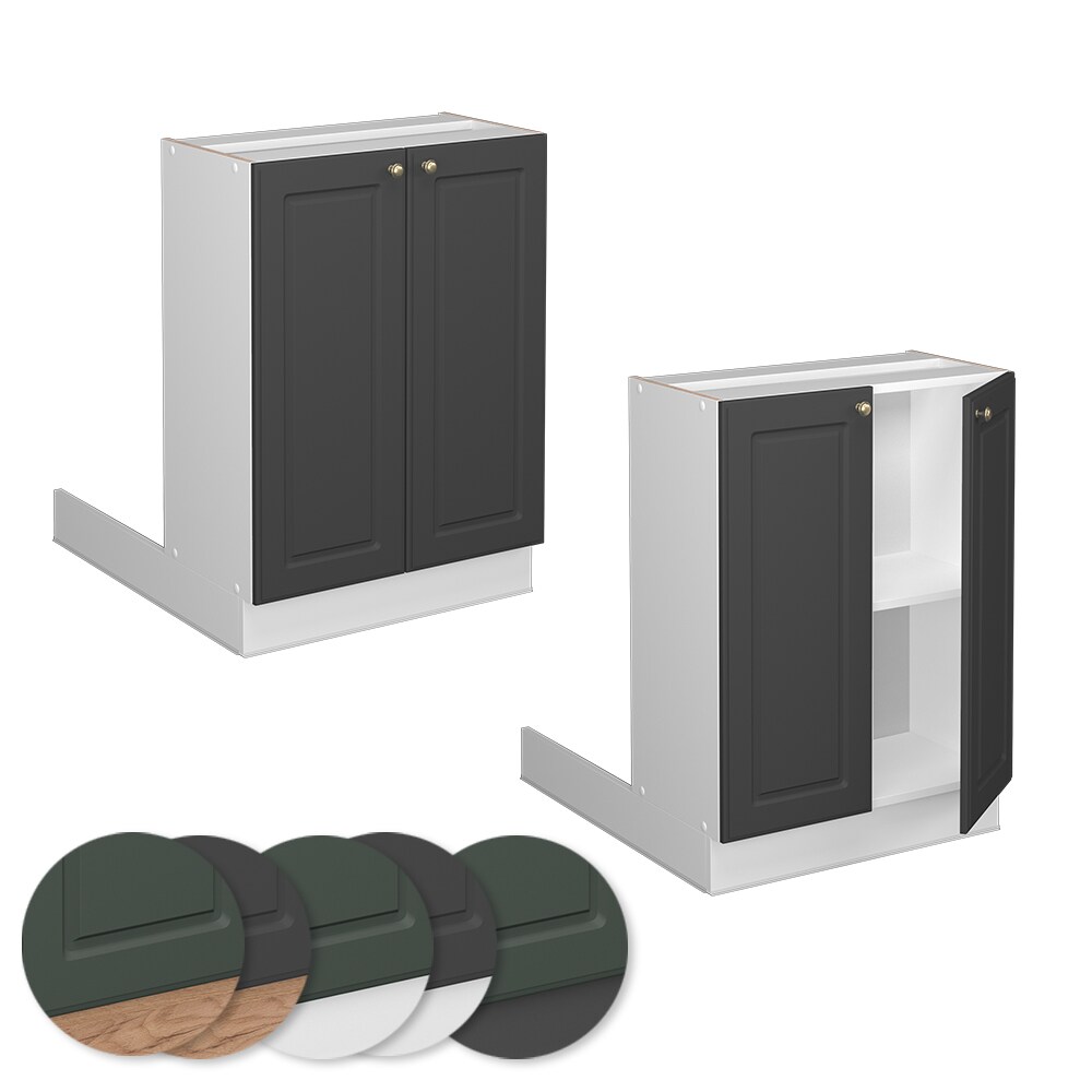 Vicco Regalinselunterschrank Küchenschrank Küchenmöbel Fame-Line Landhaus Weiß Anthrazit 60 cm Gold Küche Einbauküche Kücheninsel Drehtür Einlegeboden Blende Küchenunterschrank Küchenzeile