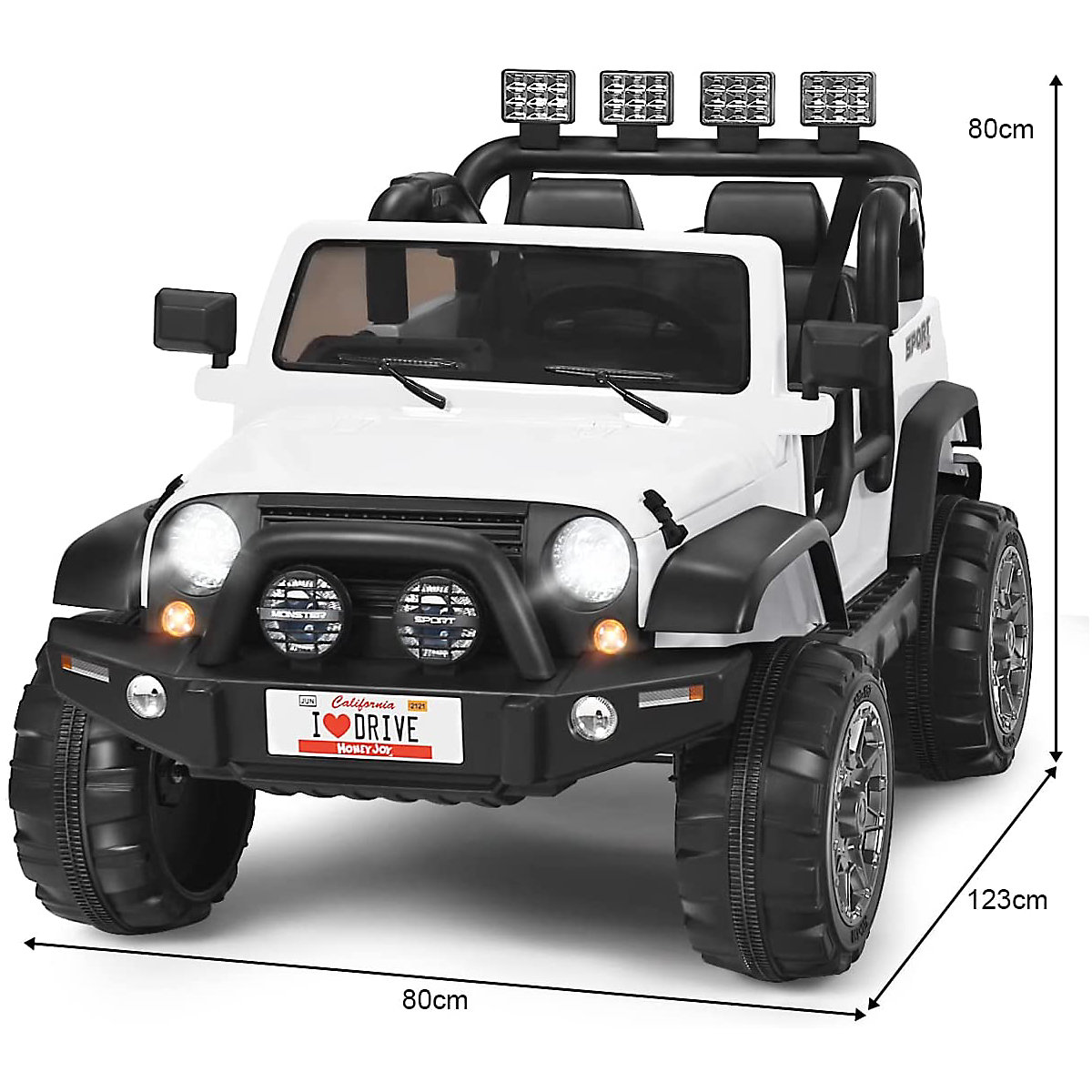 Elektroauto Jeep 2 Sitzer mit 3 Geschwindigkeiten wei&szlig;