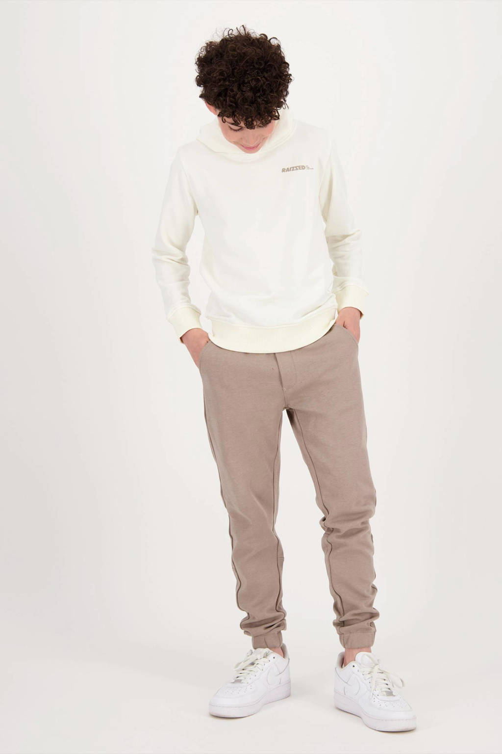 Raizzed hoodie Newfield met tekst ivoorwit