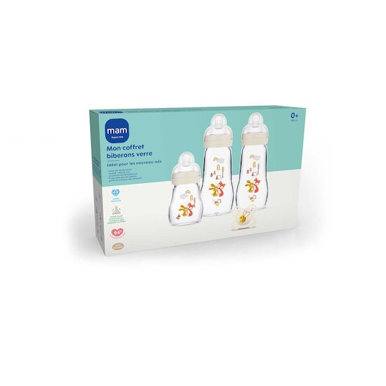 Coffret naissance biberons verre    de               Mam
