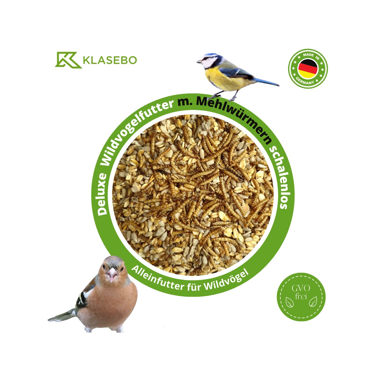 KLASEBO 20 kg Vogelfutter für Wildvögel Deluxe, Streufutte, Fettfutter, Wildvogelfutter