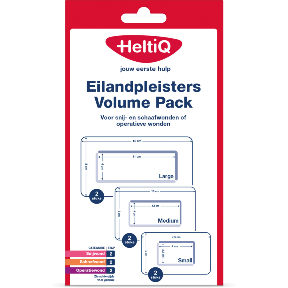 HeltiQ Eilandpleisters Volume Pack 2 stuks: Large + 2 stuks: Medium + 2 stuks: Small6 stuks