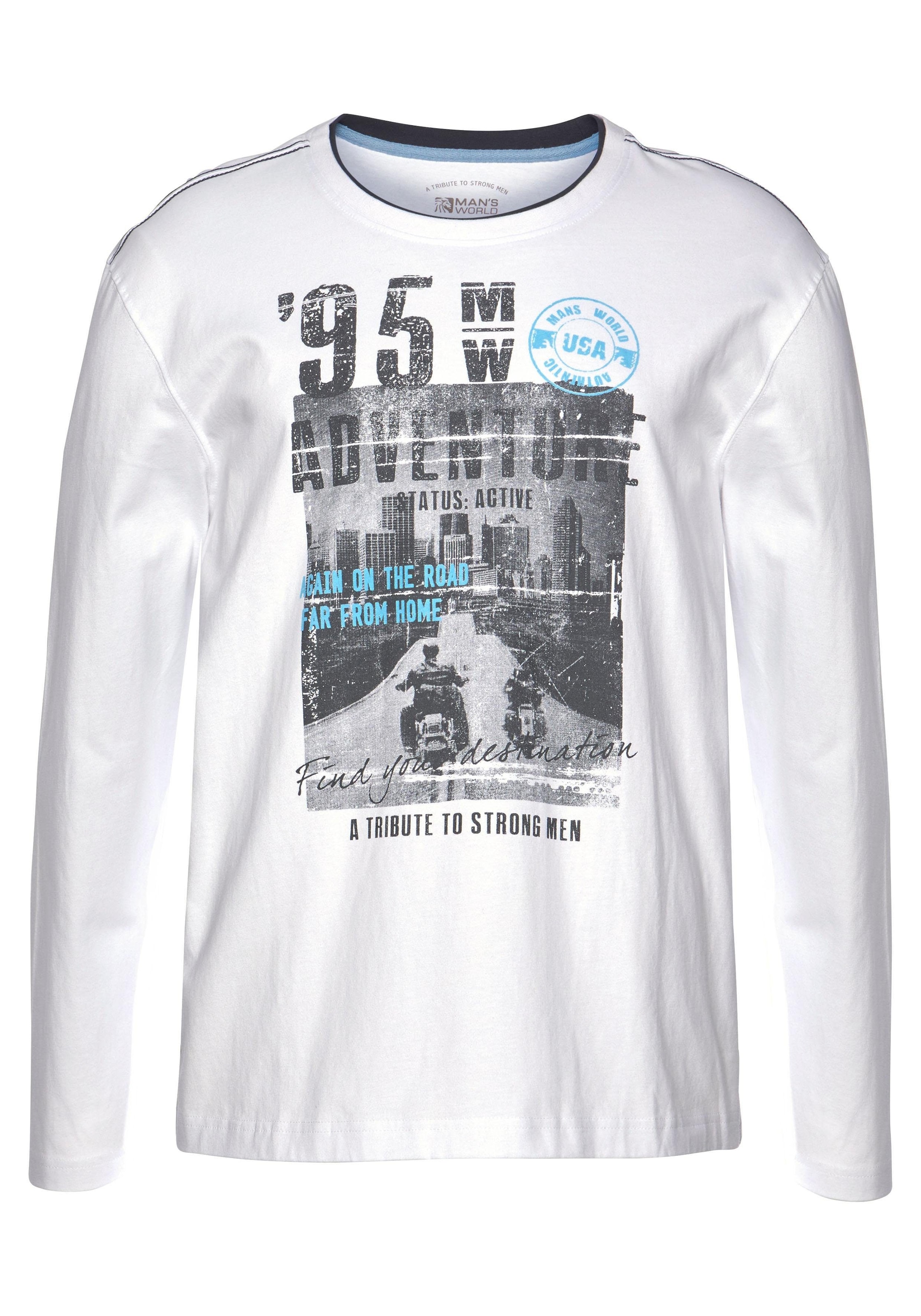 Man's World Langarmshirt , langärmelige,  bedruckt,  Rundhalsausschnitt,  aus Baumwolle