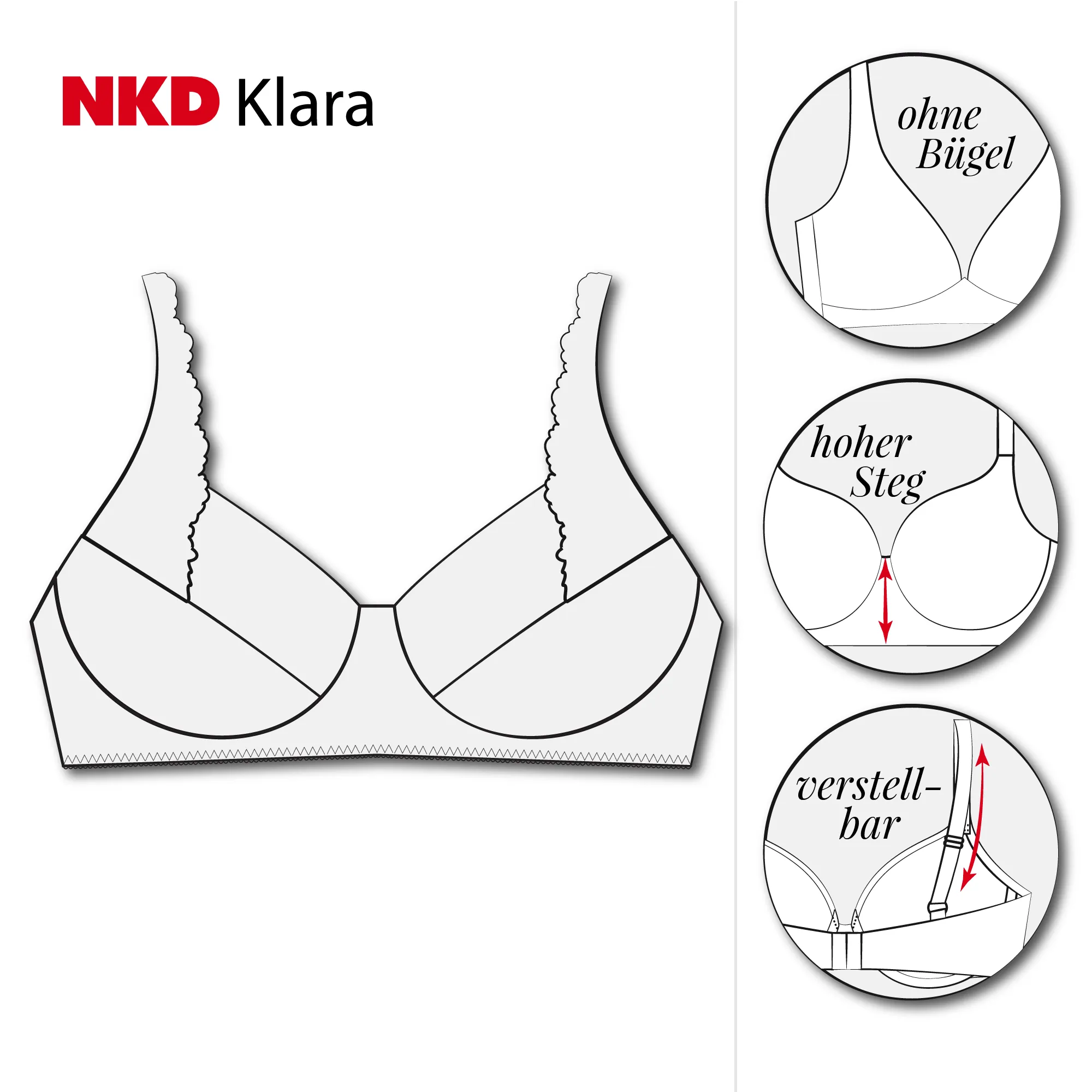 Bügelloser Damen-BH, NKD-KLARA