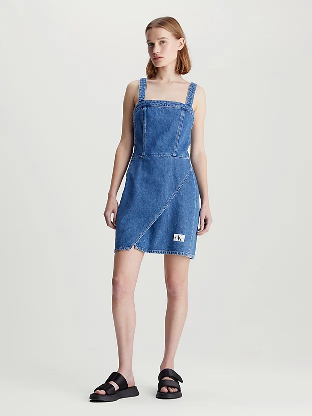 Vestido envelope jeans sem mangas
