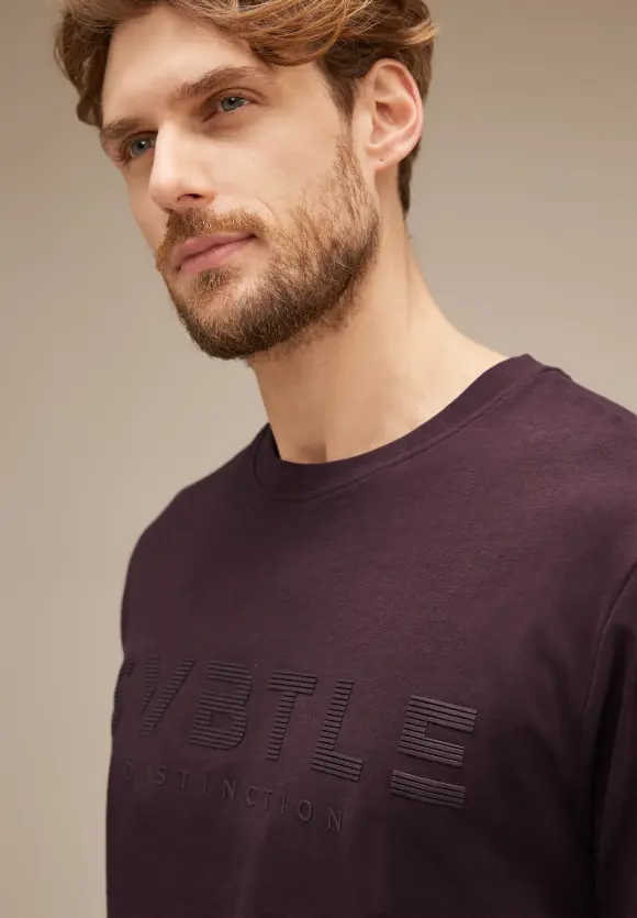 Kurzarmshirt mit Wording - ink red