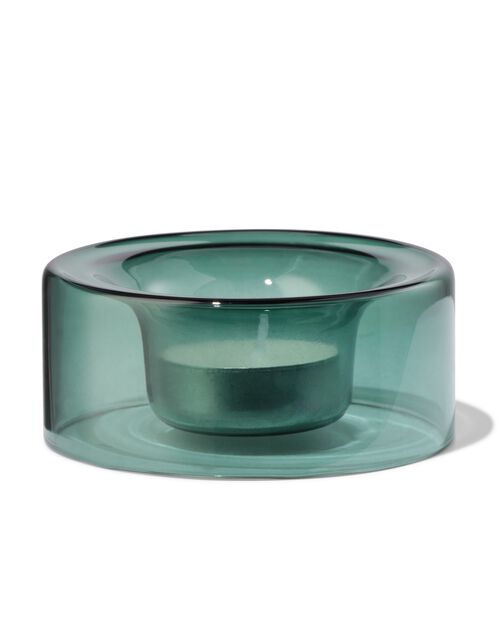 Porte-bougies S verre vert