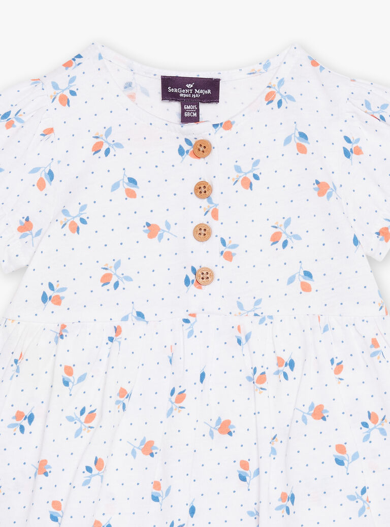 Robe écrue avec body intégré à imprimé fleuri