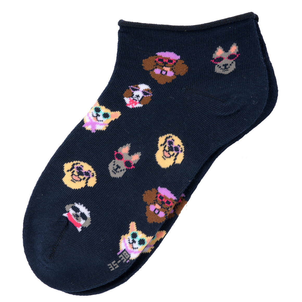Gina Benotti 1 Paar Damen Sneaker-Socken mit Hunde-Motiven dunkelblau
