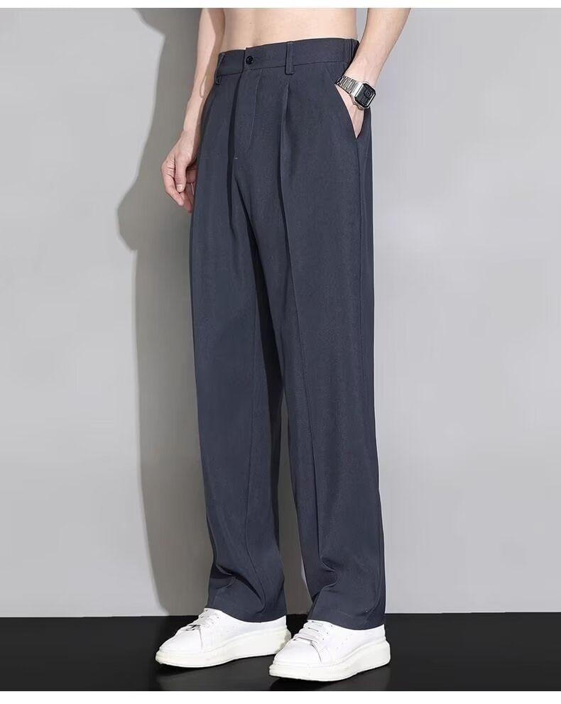 Cowpow - Mid Rise Plain Loose Fit Dress Pants
