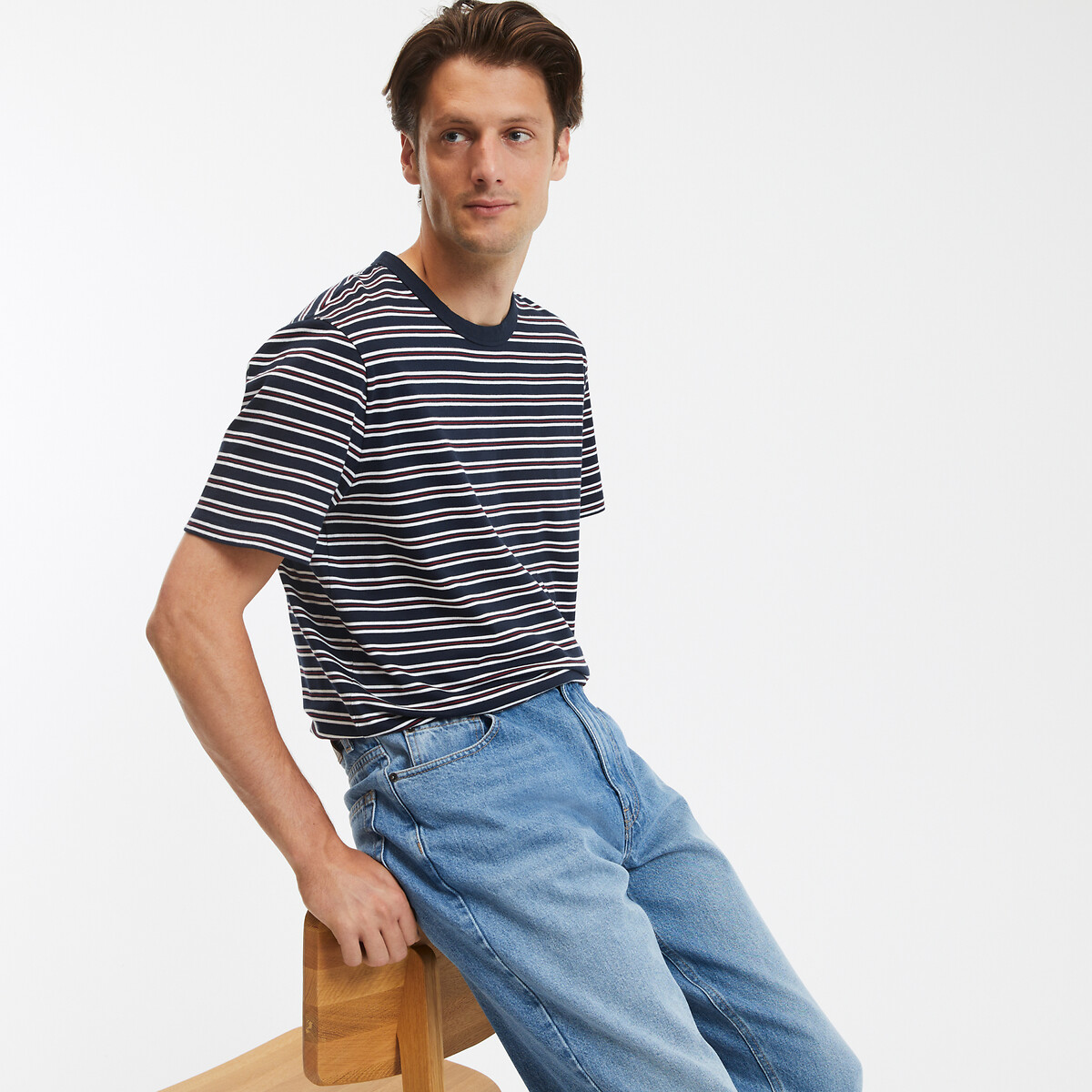COLEÇÃO LA REDOUTE<br>Camiseta listrada com gola redonda e mangas curtas