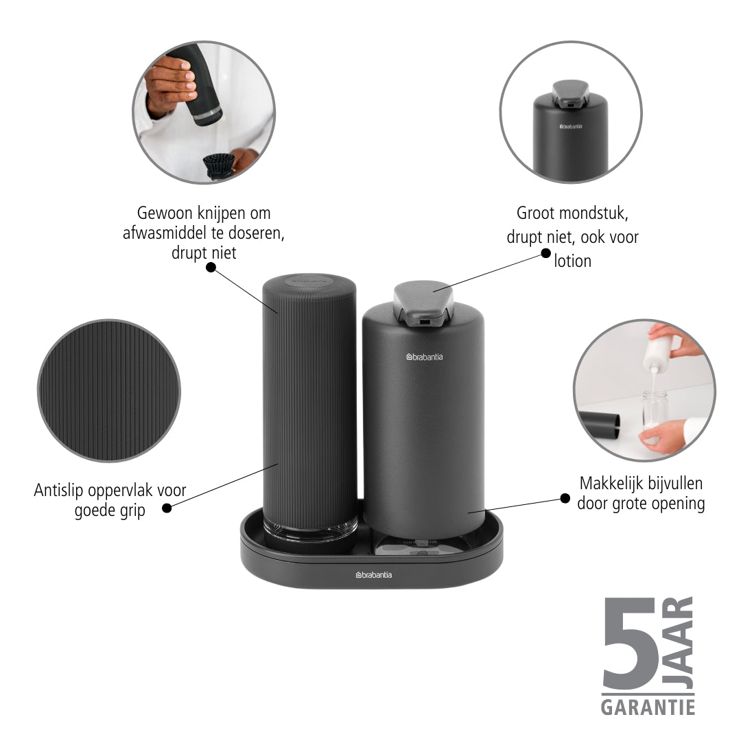 Brabantia SinkStyle Zeepdispenser Set - Mineral Infinite Grey