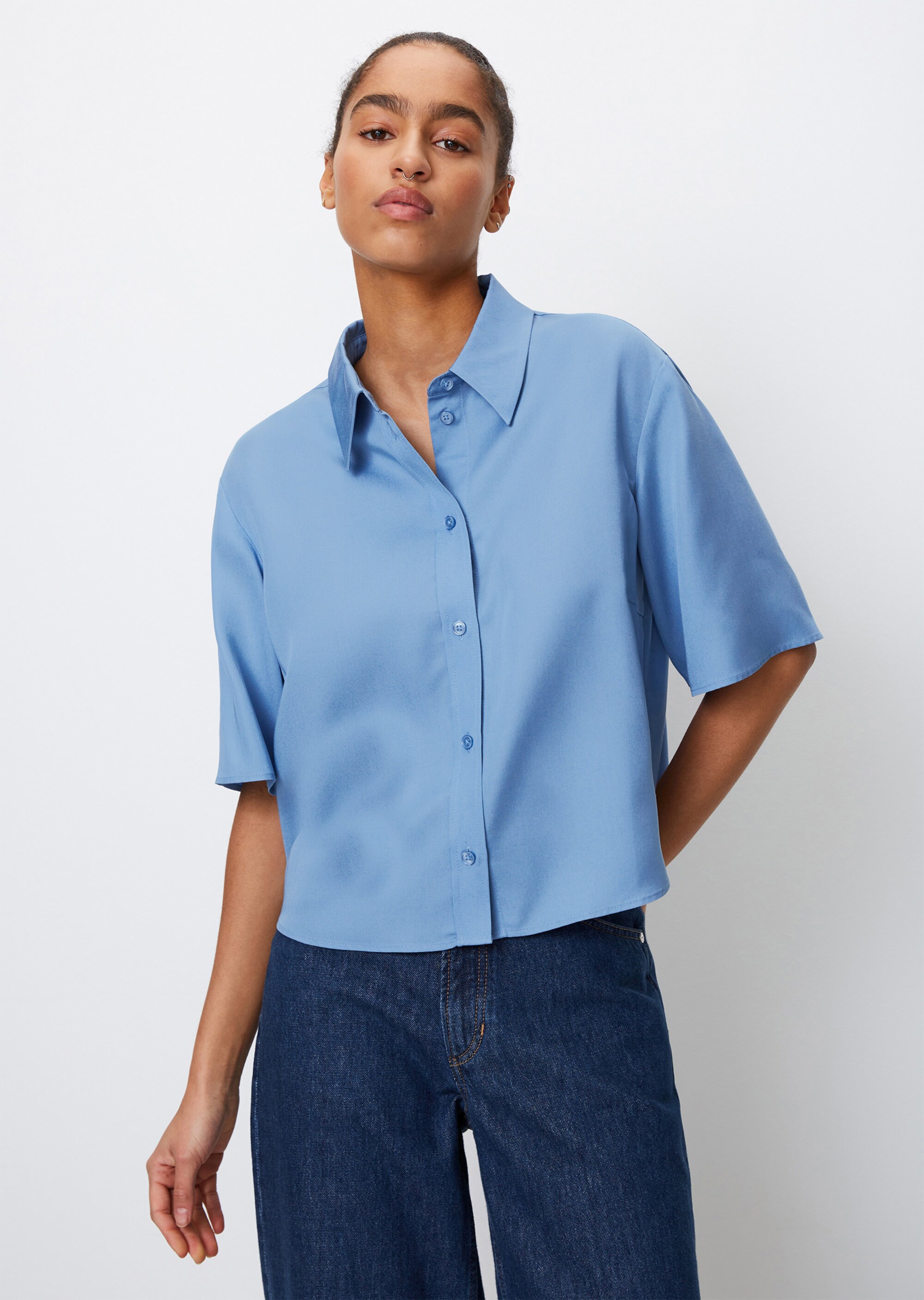 Crop-Bluse relaxed aus Tencel™ Lyocell