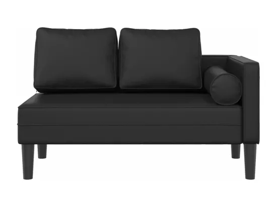 Prolenta Premium - Chaise longue avec coussins noir similicuir
