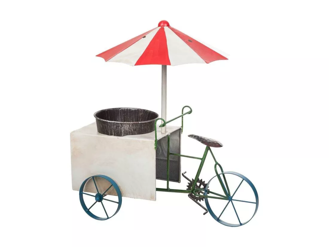 Tricycle porte-fleurs en métal 49x34x52h