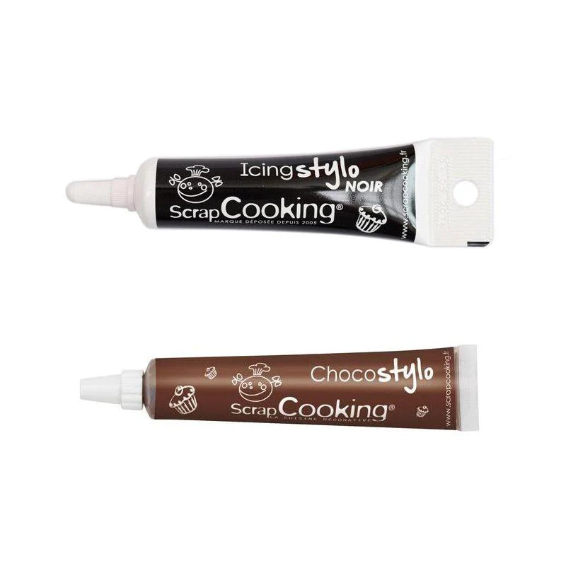 Stylo chocolat + Stylo de glaçage noir Scrapcooking