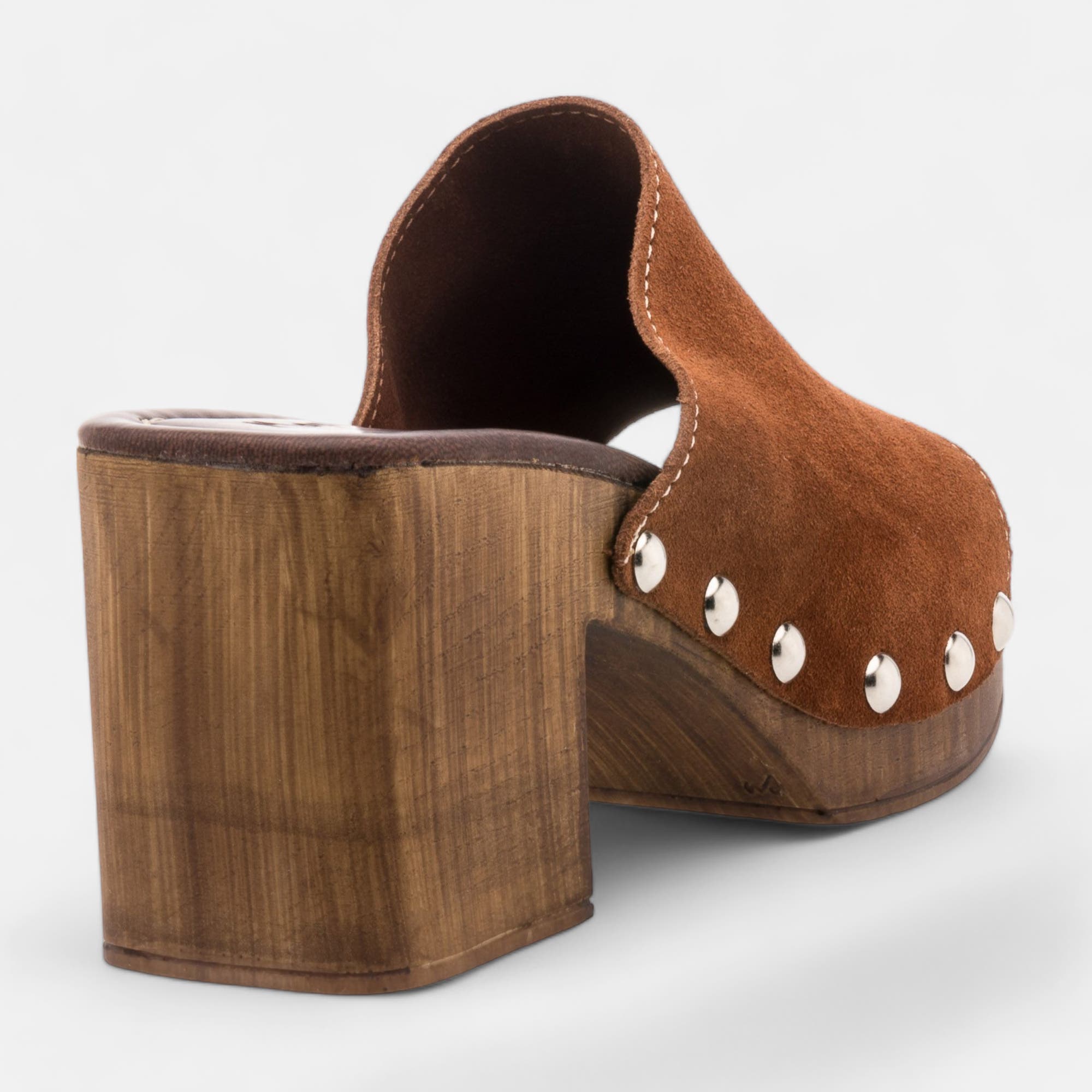 Mules à talon Femme en cuir cognac